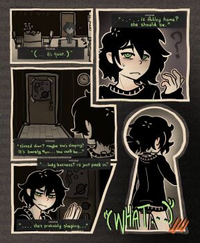 andrew_graves ashley_graves black_hair black_shirt bottomless brother_and_sister choker green_eyes pink_eyes shirt short_hair siblings the_coffin_of_andy_and_leyley thegirlgraves underwear