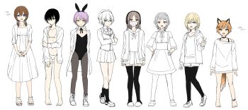 6+boys :d ;d absurdres androgynous animal_ear_hairband animal_ears anklet arm_at_side arms_at_sides arms_behind_back barefoot beret bikini black_eyes black_hair black_hairband black_leotard black_pantyhose black_ribbon black_socks black_thighhighs blonde-haired_boy_(sunaba_(nczd5875)) blonde_hair blue_eyes boots bow bowtie bra bra_peek braid bright_pupils brown_hair bulge character_request closed_mouth collarbone collared_shirt commentary_request crossdressing crossdressing_(mtf) crossed_arms detached_collar dot_mouth dot_nose dress elf elf_boy_(sunaba_(nczd5875)) fake_animal_ears fox_boy fox_boy_(sunaba_(nczd5875)) fox_ears fox_tail full_body geki_(sunaba_(nczd5875)) green_eyes grey-haired_boy_(sunaba_(nczd5875)) grey_eyes grey_hair hair_between_eyes hair_bow hairband hand_on_own_arm hand_up hands_on_own_hips hands_up hat headphones highres jacket jewelry leotard long_sleeves looking_at_viewer low_twintailed_boy_(sunaba_(nczd5875)) low_twintails male_focus mask medium_hair micro_bikini mouth_mask multiple_boys multiple_hair_bows multiple_traps neck_ribbon one_eye_closed open-toe_shoes open_clothes open_jacket open_mouth open_shirt orange_eyes orange_hair orange_tail original own_hands_together panties pantyhose partial_commentary partially_colored pleated_skirt pointy_ears purple_hair purple_hair_boy_(sunaba_(nczd5875)) rabbit_ear_hairband rabbit_ears red_eyes ribbon school_uniform shirt shoes short_hair shorts simple_background single_bare_shoulder skirt slippers smile sneakers socks standing sunaba_(nczd5875) surgical_mask sweater swimsuit tail teeth thighhighs toes translated trap twin_braids twintails underwear upper_teeth_only v vest white-haired_boy_(sunaba_(nczd5875)) white_background white_pupils yellow_eyes