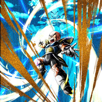 1boy bald bald_male black_eyes dragon_ball kienzan kuririn looking_at_viewer muscular muscular_male official_art saiyan_armor serious solo