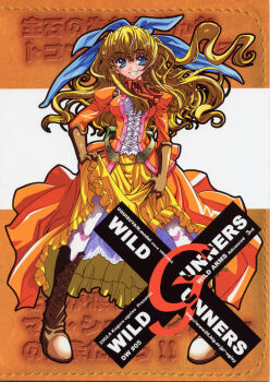 00s 1girl 2002 belt blonde_hair blue_eyes boots bow braid copyright_name dress female_focus gloves hair_ribbon hairband highres long_hair maya_schrodinger ribbon sidelocks smile solo uguisu_kagura wild_arms wild_arms_3