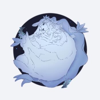 Rule 34 | animal ears, blue eyes, blue theme, commentary request, full body, highres, hoshi rousoku, long hair, looking at viewer, lying, monster girl, on side, original, rabbit ears, rabbit girl, sea slug girl, solo, taur