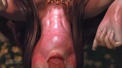1boy 1girl 3d animated blurry blurry_background breasts brown_hair bulgingsenpai continuous_ejaculation cum cum_in_mouth cum_in_throat cum_on_body cum_string cumdrip deepthroat dress facial fellatio final_fantasy final_fantasy_vii final_fantasy_vii_remake fingernails gagging glans_licking glansjob green_eyes handjob head_grab heavy_breathing hetero ifalna irrumatio jewelry large_breasts licking long_hair lying mature_female moaning necklace nipples nude on_back oral penis precum red_dress reverse_fellatio rubbing sound table tagme talking testicles throat_bulge tongue tongue_out uncensored upside-down video