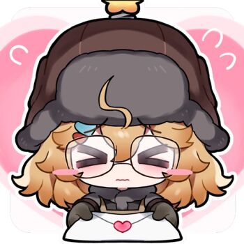 >_< 1girl ahoge artist_request blush blush_stickers chibi chibi_only closed_eyes coat confession embarrassed flying_sweatdrops fur-trimmed_coat fur_trim girls'_frontline girls'_frontline_2:_exilium holding holding_letter letter littara_(girls'_frontline_2) love_letter lowres official_art orange_hair solo transparent_background upper_body wavy_mouth wkp_(girls'_frontline)