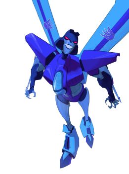 1girl armor breasts cockpit colored_skin decepticon ebirdwatching grey_skin helmet highres humanoid_robot looking_at_viewer mechanical_wings medium_breasts panties purple_lips purple_panties red_eyes robot shoulder_armor simple_background slipstream_(transformers) solo transformers transformers_animated underwear white_background wings