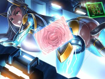 00s 1girl all_fours amputee ass black_skin blue_electricity bodysuit breasts censored cervix colored_skin cyborg dark-skinned_female dark_skin electricity energy energy_arm energy_leg facial_scar female_focus forced glowing green_eyes huge_ass kings-3_tesla_(taimanin_asagi_battle_arena) large_breasts long_hair machine mikoyan object_insertion prosthesis prosthetic_arm prosthetic_leg scar scar_across_eye scar_on_cheek scar_on_face sex_machine skin_tight sweat tagme taimanin_(series) taimanin_asagi taimanin_asagi_kessen_arena tears torn_bodysuit torn_clothes very_dark_skin white_electricity