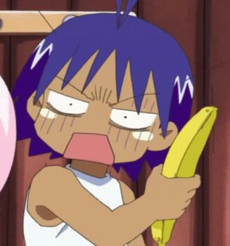 1boy 1girl animated animated_gif banana food fruit hare_(jungle_wa_itsumo) jungle_wa_itsumo_hare_nochi_guu
