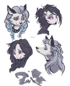 2boys 2girls blitzo_(helluva_boss) braid demon_boy demon_girl demon_horns dog_girl father_and_daughter furry furry_female furry_male hellaverse helluva_boss horns long_hair loona_(helluva_boss) low_twin_braids malotte multiple_boys multiple_girls octavia_(helluva_boss) single_braid stolas_(helluva_boss) twin_braids