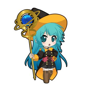 Rule 34 | 1girl, aqua eyes, aqua hair, black coat, black hat, black outline, black skirt, blush, boots, braid, braided sidelocks, brown boots, chibi, chibi only, coat, full body, game asset, hand on own hip, hat, hatsune miku, hatsune miku graphy collection, holding, holding staff, long hair, long sleeves, looking at viewer, mage staff, open mouth, outline, pleated skirt, sidelocks, skirt, solo, staff, standing, tailcoat, thigh boots, transparent background, underbust, v-shaped eyebrows, very long hair, vocaloid, witch, witch hat