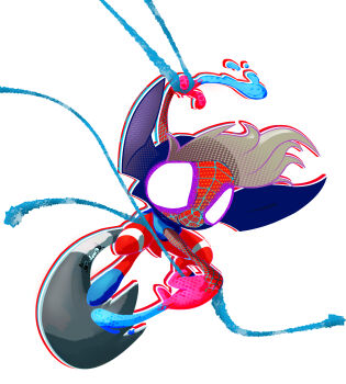 absurdres commentary english_commentary full_body grafaiai highres marvel nintendo no_humans paint pokemon pokemon_(creature) pokemon_focus simple_background solo sonic_phillipxd001 spider-man:_into_the_spider-verse spider-man_(series) spider-verse superhero_costume white_background