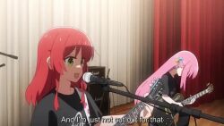 amplifier animated anime_screenshot blonde_hair blue_eyes blue_hair bocchi_the_rock! brown_hair camera classroom closed_eyes cube_hair_ornament curtains drum drums drumset drumsticks glowstick gotoh_futari gotoh_hitori gotoh_michiyo gotoh_naoki green_eyes guitar hair_ornament hand_fan hiroi_kikuri ijichi_nijika ijichi_seika instrument kita_ikuyo long_hair microphone multiple_girls pink_hair purple_hair red_eyes red_hair rooftop school_uniform shirt short_hair sound stage subtitled t-shirt tagme title title_card title_screen twintails video yamada_ryo yellow_eyes