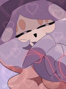 Rule 34 | 1girl, a-nya, artist name, black sclera, blue background, blue hair, blush, colored sclera, colored skin, female focus, gen 8 pokemon, gradient hair, half-closed eyes, hand on own cheek, hand on own face, happy, hatterene, heart, heart-shaped pupils, multicolored hair, nintendo, open mouth, pink hair, pokemon, pokemon (creature), prehensile hair, sidelocks, signature, simple background, smile, solo, string of fate, symbol-shaped pupils, twitter username, two-tone hair, upper body, white eyes, white skin