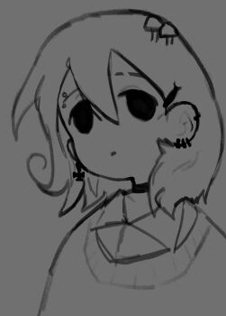 Rule 34 | 1girl, absurdres, ear piercing, earrings, highres, jewelry, mushroom, piercing, shimeji simulation, short hair, sketch, squidmiku , tagme, tsukishima shijima