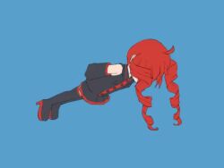 1girl animated arms_behind_back blue_background bone_71 drill_hair exercising kasane_teto looping_animation pleated_skirt skirt solo tagme twin_drills utau video