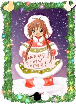 00s brown_eyes brown_hair chibi christmas clamp kobato. little_polka new_year tagme