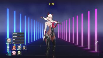 Rule 34 | 1boy, 3d, animated, armor, armpits, ass, bare shoulders, black thighhighs, blonde hair, blue eyes, bodystocking, bodysuit, bulge, covered navel, curvy, detached sleeves, elbow gloves, fishnet bodystocking, fishnets, full body, gloves, gun, hair ornament, high heels, highleg, highleg leotard, highres, holding, holding gun, holding weapon, homare nao, leg armor, legs apart, leotard, long sleeves, mechanical ears, multicolored leotard, multiple views, running, ryona, short hair, skin tight, solo, standing, tagme, tail, taimanin (series), taimanin squad, taimanin suit, thighhighs, three-quarter sleeves, trap, turnaround, two-tone gloves, two-tone leotard, video, weapon, white gloves, wide hips