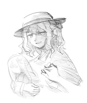 2girls :d aged_down bang_dream! bang_dream!_it&#039;s_mygo!!!!! bow child chinese_commentary commentary_request cropped_torso curly_hair disembodied_hand doll faceless faceless_female graphite_(medium) greyscale hair_bow hat hatching_(texture) highres holding_hands linear_hatching long_hair long_sleeves looking_at_viewer medium_hair misumi_uika monochrome multiple_girls nideaneng open_mouth peter_pan_collar pov pov_hands shade simple_background smile solo_focus sun_hat togawa_sakiko togawa_sakiko&#039;s_doll traditional_media two_side_up white_background