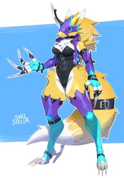 digimon digimon_(creature) fladramon furry furry_female fusion horns oridigi pixiv_25542854 renamon shu_stella tail
