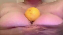 1girl animated asian bath bouncing_breasts breasts chouzuki_maryou food food_on_body food_on_breasts fruit grabbing_own_breast large_breasts nude orange_(fruit) partially_submerged photo_(medium) plump real_life solo sound video water