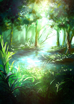 commentary_request day foliage forest highres n_(nnn2927) nature no_humans original outdoors scenery stream tree water