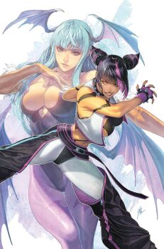 2girls absurdres breasts capcom darkstalkers female_focus han_juri highres large_breasts morrigan_aensland multiple_girls street_fighter street_fighter_6