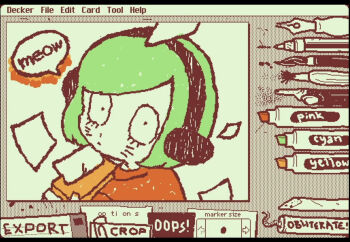 Rule 34 | 1boy, animal ears, art program in frame, english text, facial mark, fake animal ears, green hair, highres, looking at viewer, looking back, male focus, meowing, neko oven, nyon (randal's friends), orange shirt, randal's friends, shirt, short hair, solo, tissue, tissue box, upper body, whisker markings, wigglypaint (medium)