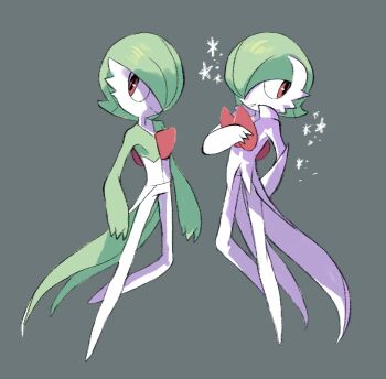 2boys alternate_costume alternate_design alternate_hairstyle alternate_universe coat coattails colored_skin facing_another gardevoir gen_3_pokemon green_hair grey_background highres lampette looking_to_the_side mega_gardevoir mega_pokemon multicolored_skin multiple_boys nintendo pokemon pokemon_(creature) popped_collar red_eyes tailcoat two-tone_skin white_arm_warmers white_coat