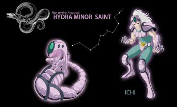 armor black_eyes claws constellation empty_eyes hydra hydra_ichi male_focus saint_seiya serpent white_hair
