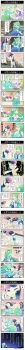 5girls absurdres animal_costume aqua_hair bench blonde_hair blush bonbon_(my_little_pony) bra candy chinese_text closed_eyes comic cosplay costume_switch crossover crying cutie_mark detached_sleeves flying_sweatdrops food frog_costume frog_hair_ornament green_eyes green_hair hair_ornament harp highres horns instrument kochiya_sanae kochiya_sanae_(cosplay) long_hair long_image lyra_(my_little_pony) lyra_heartstrings moriya_suwako multicolored_hair multiple_girls my_little_pony my_little_pony:_friendship_is_magic nontraditional_miko o_o open_mouth pony_(animal) running short_hair single_horn smile snake_costume snake_hair_ornament streaming_tears tall_image tears touhou translation_request two-tone_hair underwear unicorn unworn_wig wide_sleeves wig xin_yu_hua_yin yasaka_kanako yellow_eyes |_|