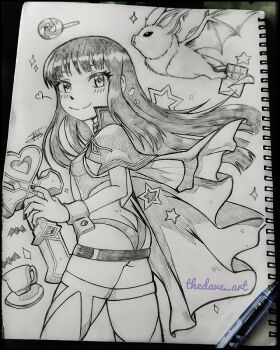 1girl alternate_costume artist_name ass bat_(animal) bikini black_hair breasts butt_crack cape from_side halloween heart highres legs long_hair medium_breasts monochrome nakoruru official_alternate_costume one-piece_swimsuit samurai_spirits sideboob sketch snk snk_heroines:_tag_team_frenzy swimsuit the_king_of_fighters thighs traditional_media vampire_costume