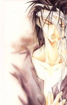 1990s_(style) 1boy bandages black_hair collarbone crisis_core:_final_fantasy_vii closed_eyes final_fantasy final_fantasy_vii jewelry male_focus open_clothes open_shirt ring shirt solo spiked_hair zack_fair