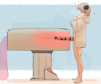 1futa animal_ears animal_penis artificial_vagina artist_request barefoot breasts breeding_mount brown_hair censored coat condom cum cum_milking fur_coat futanari heart heavy_breathing highres horns huge_penis machinery milking_machine penis penis_milking pres_lolichinpo pussy sex_toy sheep_ears sheep_horns solo yellow_eyes