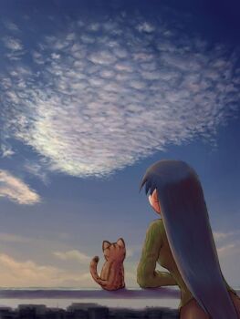 Rule 34 | azumanga daiou, cat, cloud, lowres, maya (azumanga), mayaa (azumanga daioh), sakaki (azumanga daioh), sky, slice of life, solo