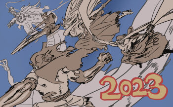 Rule 34 | 1girl, 2023, 4boys, abs, absurdres, angry, attack, aura, biceps, blue hair, breasts, chain, club, club (weapon), cuffs, dated, dragon, epic, fiery hair, floating hair, gear fourth, gradient hair, grin, hair ornament, hair stick, hakama, hakama pants, hat, highres, holding, holding sword, holding weapon, horns, japanese clothes, kanabou, katsumi ishizuka, kicking, kimono, kouzuki momonosuke, large breasts, large pectorals, long hair, looking to the side, monkey d. luffy, monochrome, multicolored hair, multiple boys, muscular, night, official art, one piece, oni, pants, parted bangs, pectorals, rope, roronoa zoro, sanji (one piece), serious, shimenawa, sidelocks, simple background, sleeveless, sleeveless kimono, slit pupils, smile, spiked club, straw hat, swept bangs, sword, teamwork, two-tone hair, weapon, white kimono, yamato (one piece)