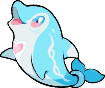 animal_focus commentary_request dolphin full_body kawaanago lowres multicolored_eyes nintendo no_humans open_mouth palafin palafin_(zero) pokemon pokemon_(creature) pokemon_focus smile solo transparent_background