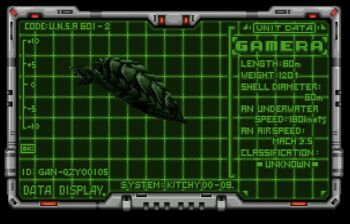 32-bit 3d animated animated_gif black_background character_name character_profile claws computer cutscene daiei_digital_entertainment daiei_film english_text flippers floating floating_object flying gamera gamera_(series) gamera_2000 gamera_2:_attack_of_legion giant giant_monster green_background grid_background kaiju levitation looping_animation monster no_humans official_art open_mouth overlapping_shell segmented_shell simple_background spinning surveyor_corp. tail teeth tongue turtle turtle_shell tusks user_interface video_game video_game_screencap virgin_interactive