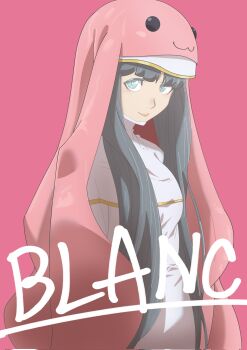 Rule 34 | 1girl, character name, corrupted twitter file, cowboy shot, digimon, digimon (creature), dress, grey eyes, grey hair, habit, hat, highres, long hair, nun, pink background, simple background, sistermon blanc, solo, taira (tairamon), white dress, white hat