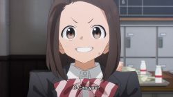 6+girls akebi-chan_no_serafuku akebi_komichi animated black_hair blonde_hair blue_eyes brown_eyes brown_hair chair classroom close-up desk female_focus food glasses indoors kizaki_erika kojou_tomono laughing lip_balm lips long_hair looking_at_another multiple_girls school_chair school_desk school_uniform serafuku short_twintails sitting sound subtitled table tray twintails two_side_up usagihara_touko video