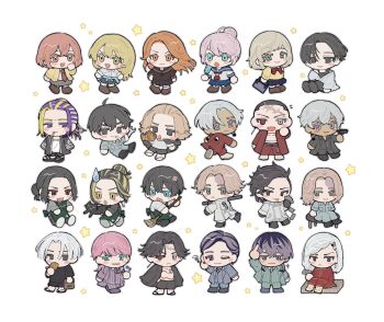 Rule 34 | 5girls, 6+boys, :p, aged up, akashi senju, aqua eyes, asymmetrical hair, baji keisuke, black eyes, black hair, black serafuku, blonde hair, blue eyes, brother and sister, brothers, burn scar, buzz cut, chibi, clothes around waist, coat, collared shirt, colored eyelashes, commentary request, dark-skinned male, dark skin, dorayaki, ear piercing, earrings, ears visible through hair, empty eyes, food, formal clothes, green eyes, grey jumpsuit, hair between eyes, haitani ran, haitani rindou, hanemiya kazutora, head tattoo, heterochromia, highres, imaushi wakasa, inui akane, inui seishu, jacket, jacket around waist, jewelry, jumpsuit, kakuchou, kokonoi hajime, kurokawa izana, long hair, long sleeves, matsuno chifuyu, medium hair, mole, mole under mouth, multiple boys, multiple girls, necktie, open mouth, orange eyes, orange hair, pants, piercing, pink hair, purple eyes, purple hair, purple necktie, purple pants, purple suit, purple vest, red coat, red eyes, red pants, sano emma, sano manjirou, sano shinichirou, sanzu haruchiyo, scar, scar on face, scar on forehead, scar on mouth, school uniform, serafuku, shiba yuzuha, shirt, short hair, short sleeves, siblings, sidecut, simple background, single earring, smile, star (symbol), straight hair, striped suit, suit, tachibana hinata (tokyo revengers), thick eyelashes, tokyo revengers, tongue, tongue out, undercut, very short hair, vest, wagashi, white background, white hair, white shirt, wolf cut, yellow eyes, yuno nakita