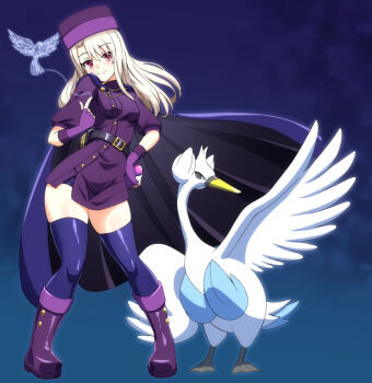 Rule 34 | 1girl, breasts, crossover, fate/stay night, fate (series), gen 5 pokemon, illyasviel von einzbern, nintendo, pokemon, small breasts, swanna, zuchysdraws