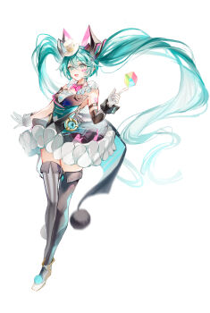 Rule 34 | 1girl, absurdres, aqua eyes, aqua hair, asymmetrical legwear, bow, bowtie, commentary request, detached sleeves, dress ruff, frills, full body, hair ornament, hat, hatsune miku, highres, long hair, looking at viewer, magical mirai (vocaloid), magical mirai miku, magical mirai miku (2019), mini hat, mini top hat, miniskirt, mismatched legwear, neck ruff, official alternate costume, official alternate hairstyle, open mouth, pink bow, pink bowtie, simple background, skirt, smile, solo, thighhighs, top hat, twintails, very long hair, vocaloid, wand, white background, zettai ryouiki, zhongji yaoguai