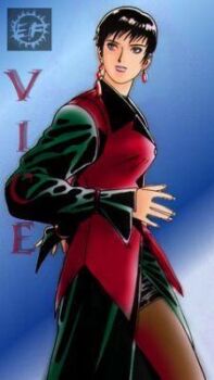 1girl black_hair breasts brown_eyes dress earrings female_focus formal_clothes jewelry large_breasts long_sleeves pale_skin pantyhose short_hair skirt standing suit the_king_of_fighters thick_thighs thighs vice_(kof)