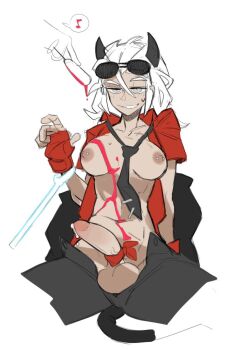 1futa black_horns black_neckwear black_pants breasts champagne_flute collarbone collared_shirt commentary cowboy_shot cropped_legs cum cup demon_girl demon_horns demon_tail disembodied_hand drinking_glass english_commentary erection eyewear_on_head fingerless_gloves futanari gloves grey_eyes grin hair_between_eyes hair_down half-closed_eyes hand_up helltaker horns jacket justice_(helltaker) knifedragon liquid medium_breasts medium_hair necktie nipple_bar nipple_piercing nipples no_bra no_panties open_clothes open_fly open_shirt pants penis penis_ribbon piercing pouring red_gloves red_shirt ribbon shirt sitting smile solo_focus spread_legs sunglasses sweatdrop tail testicles tie_clip uncensored unworn_jacket white_background white_hair