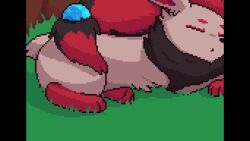 anger_vein animated annoyed beads black_hair blitzle blue_sclera blue_sky braixen closed_eyes closed_mouth colored_sclera cottonee eevee from_side fusion gen_1_pokemon gen_3_pokemon gen_5_pokemon gen_6_pokemon goodra grass hair_beads hair_ornament half-closed_eyes jolteon lilligant long_hair looping_animation mountain multicolored_hair neck_fur nintendo on_ground open_mouth pillarboxed pixel_art pokemon pokemon_(creature) profile red_hair sideways_mouth sky sleeping sphere_hair_ornament tagme tree two-tone_hair under_tree very_long_hair video waking_up walking white_eyes wingull wisgarus zoroark