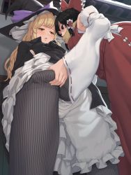 1futa 1girl animated black_hair blonde_hair bulge clothes_lift covered_testicles cum cum_in_clothes cum_on_clothes cum_through_clothes dress dress_lift ejaculation_under_clothes erection erection_under_clothes femdom futa_with_female futanari futasub hakurei_reimu handjob handjob_over_clothes highres kirisame_marisa masturbation masturbation_through_clothes md5_mismatch futa_without_pussy orgasm pantyhose penis pink_pet_bottle precum resolution_mismatch sound source_smaller striped_clothes striped_pantyhose testicles touhou trembling twitching_penis vertical-striped_clothes vertical-striped_pantyhose video yellow_eyes