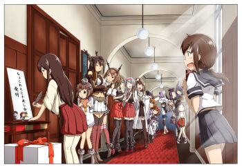 >_< 10s 6+girls ^_^ ahoge akagi_(kancolle) akatsuki_(kancolle) ankle_boots armor bare_shoulders black_footwear black_hair black_panties black_ribbon black_skirt black_socks blonde_hair blue_eyes blue_skirt blush blush_stickers boots box brown_eyes brown_footwear brown_hair brown_legwear brown_skirt candy carpet chibi chocolate chocolate_heart closed_eyes closed_mouth covering_own_mouth crop_top crop_top_overhang cropped crossed_arms crowd diving_mask diving_mask_on_head door dress elbow_gloves fairy_(kancolle) feathers flat_cap folded_ponytail food fubuki_(kancolle) garter_belt gift gift_box glasses gloves goggles goggles_on_head green_eyes grey_eyes grey_footwear hair_between_eyes hair_intakes hair_ornament hair_over_one_eye hairband hairclip hallway hand_on_own_face hand_over_own_mouth hands_on_own_hips hat headband heart hibiki_(kancolle) highleg highleg_panties ikazuchi_(kancolle) inazuma_(kancolle) japanese_clothes jumping kantai_collection kneehighs kneeling kongou_(kancolle) light_rays long_hair long_sleeves maru-yu_(kancolle) midriff miko miniskirt moroyan multicolored_legwear multiple_girls muneate mutsu_(kancolle) nagato_(kancolle) name_tag navel neckerchief nontraditional_miko one-piece_swimsuit one_eye_covered ooyodo_(kancolle) open_door open_mouth panties pen pleated_skirt ponytail purple_hair queue quill red_carpet red_ribbon red_skirt ribbon sailor_dress scarf school_swimsuit school_uniform serafuku shimakaze_(kancolle) ship_turret shoes short_hair short_sleeves shoukaku_(kancolle) sign skirt smile socks striped_clothes striped_legwear striped_thighhighs sunbeam sunlight sweatdrop swimsuit table tatsuta_(kancolle) tenryuu_(kancolle) thigh_boots thighhighs translation_request underwear valentine wall white_dress white_legwear white_one-piece_swimsuit white_school_swimsuit white_skirt wrist_cuffs yellow_scarf yukikaze_(kancolle) zettai_ryouiki zuikaku_(kancolle)
