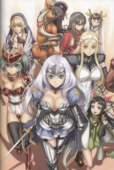 10s 6+girls absurdres annelotte annelotte_(queen&#039;s_blade) armor armored_dress ass bikini_armor black_hair blue_eyes braid breasts china_dress chinese_clothes cleavage curvy dark-skinned_female dark_skin dress eiwa elbow_gloves freckles gloves green_eyes green_hair highleg highleg_leotard highres holding holding_sword holding_weapon knight_princess_annelotte large_breasts leotard long_hair luna_luna_(queen&#039;s_blade) mirim multiple_girls navel pointy_ears purple_hair queen&#039;s_blade queen&#039;s_blade_rebellion red_eyes revealing_clothes sainyang_(queen&#039;s_blade) shiny_skin siblings sigui_(queen&#039;s_blade) sisters sword tarnyang_(queen&#039;s_blade) thighhighs twin_braids twins underboob vante weapon white_leotard wide_hips yuit_(queen&#039;s_blade)