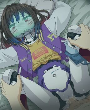 1boy 1girl brown_hair censored clothed_sex commission crop_top cyborg gun handgun hetero jacket joints letterman_jacket makina_(milky_highway) medium_hair midriff milky_highway missionary mosaic_censoring penis pixiv_commission pussy revolver robophilia robot robot_girl robot_joints s sex smith_&amp;_wesson_m&amp;p smith_&amp;_wesson_model_10 smith_&amp;_wesson_model_27 smith_&amp;_wesson_model_29 smith_&amp;_wesson_model_39 smith_&amp;_wesson_model_3914 smith_&amp;_wesson_model_500 smith_&amp;_wesson_model_59 smith_&amp;_wesson_model_627 smith_&amp;_wesson_model_66 smith_&amp;_wesson_model_76 smith_&amp;_wesson_model_m&amp;p_r8 spread_legs tomu_(tomubobu) weapon