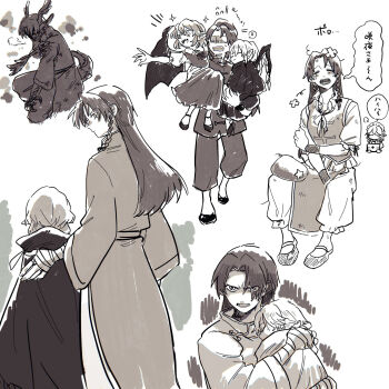 Rule 34 | 4girls, aged down, alternate costume, bandaged arm, bandages, bandaid, bandaid on head, bat wings, bow, braid, carrying, carrying person, child carry, claws, closed eyes, closed mouth, commentary request, crossed bandaids, crystal wings, dragon girl, dragon horns, dragon tail, flandre scarlet, flying sweatdrops, hair bow, hat, hat ornament, highres, hong meiling, horns, hug, izayoi sakuya, long hair, maid headdress, multiple girls, multiple views, no headwear, open mouth, pants, pelvic curtain, pointy ears, remilia scarlet, scratches, shoes, siblings, side slit, sisters, sleeping, speech bubble, star (symbol), star hat ornament, tail, tears, touhou, translation request, twin braids, ukei624, unworn headwear, vest, wings, wrist cuffs