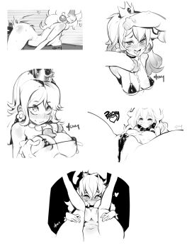 1girl bikini blush breasts cameltoe crown cum cum_in_mouth cum_on_body cum_on_breasts cum_on_upper_body doxy greyscale highres mario_(series) medium_breasts monochrome nintendo paizuri penis penis_on_head princess_daisy princess_peach sex sketch super_mario_bros._1 super_mario_land swimsuit uncensored