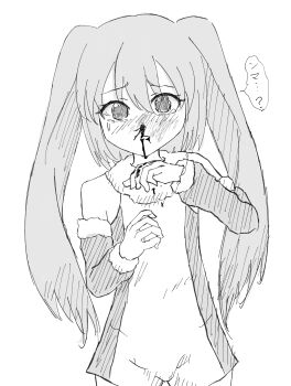 absurdres akikaze528 animal_ears blood bruise bruise_on_face detached_sleeves fur-trimmed_sleeves fur_trim greyscale highres injury kenma-kun koushinism leotard monochrome nosebleed rabbit_ears ryona sketch sleeveless tears